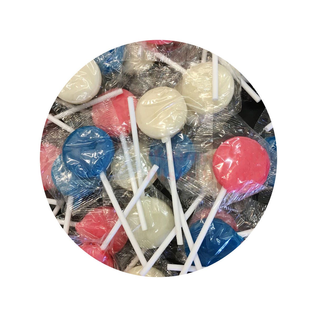 Lollipops Pink Blue White 1kg (125 Pack )