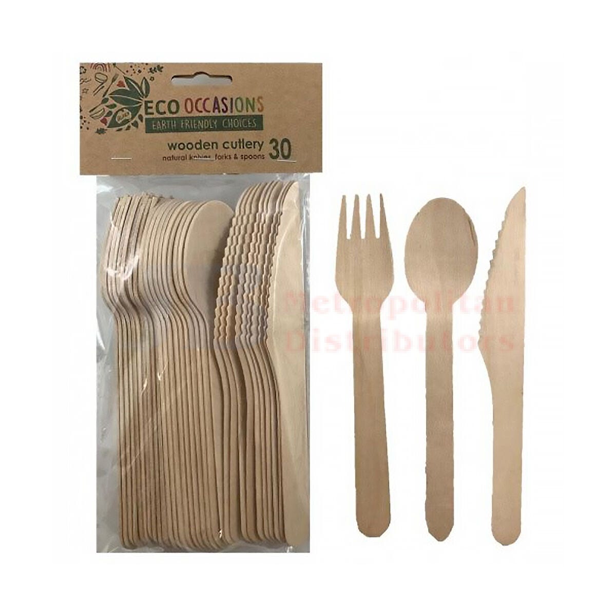 Alpen Wooden Cutlery Set Natural (30 pack)