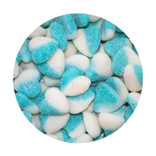 Sour Blue White Hearts 1kg (200 Piece)