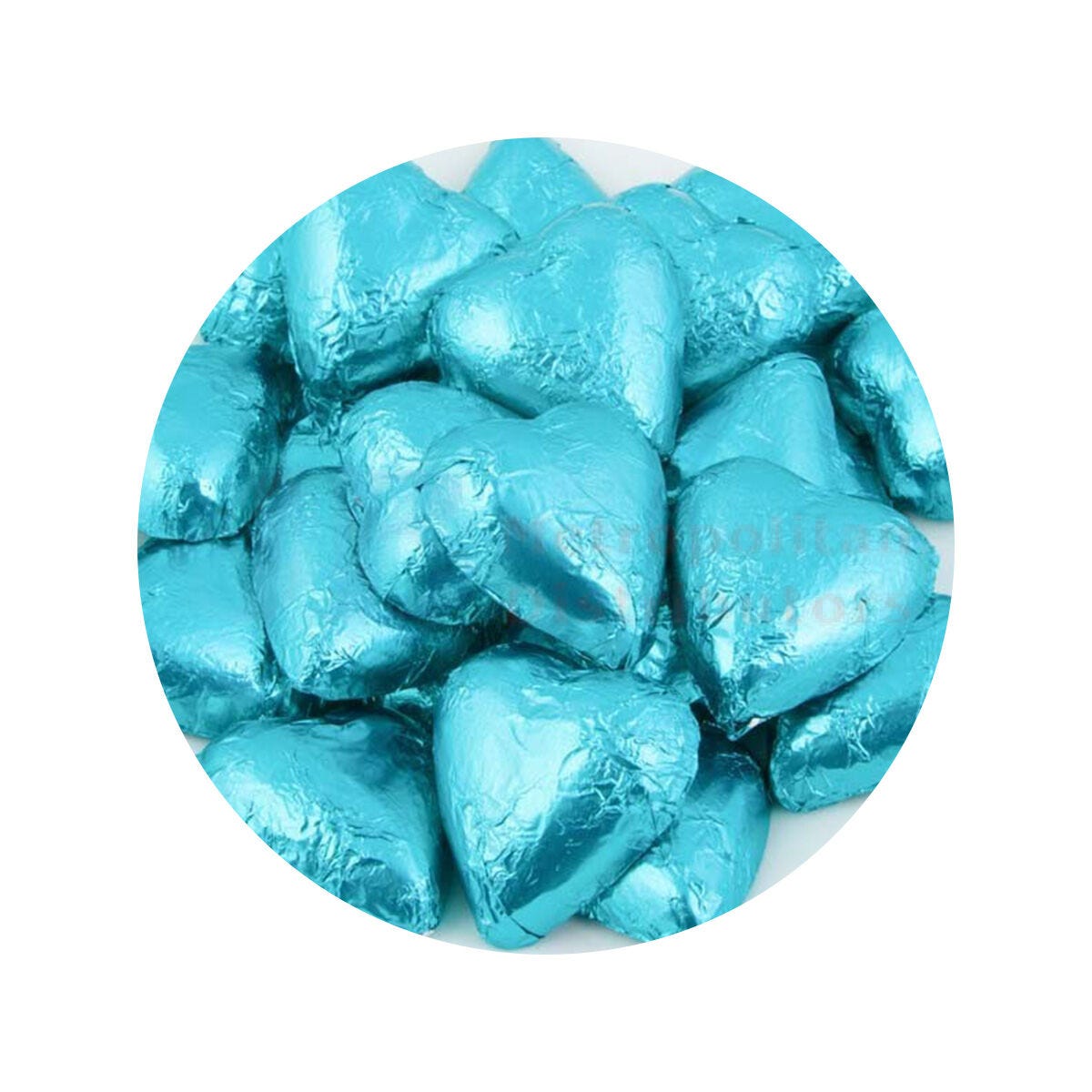 Choc Hearts Tiffany Aqua 1kg (120 Pieces)