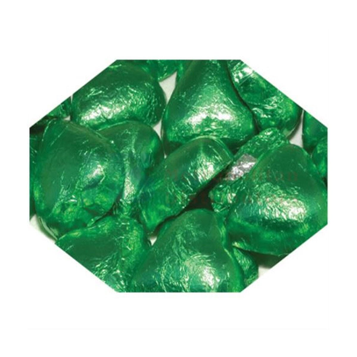 Choc Hearts Green Foil 1kg (120 Pieces)