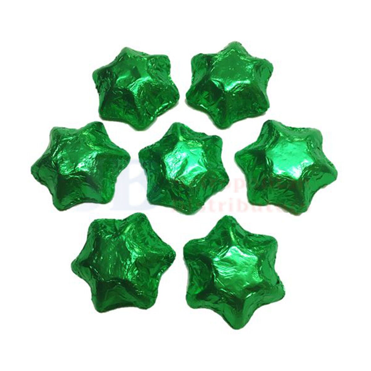 Choc Stars Green Foil 1kg (120 Piece)