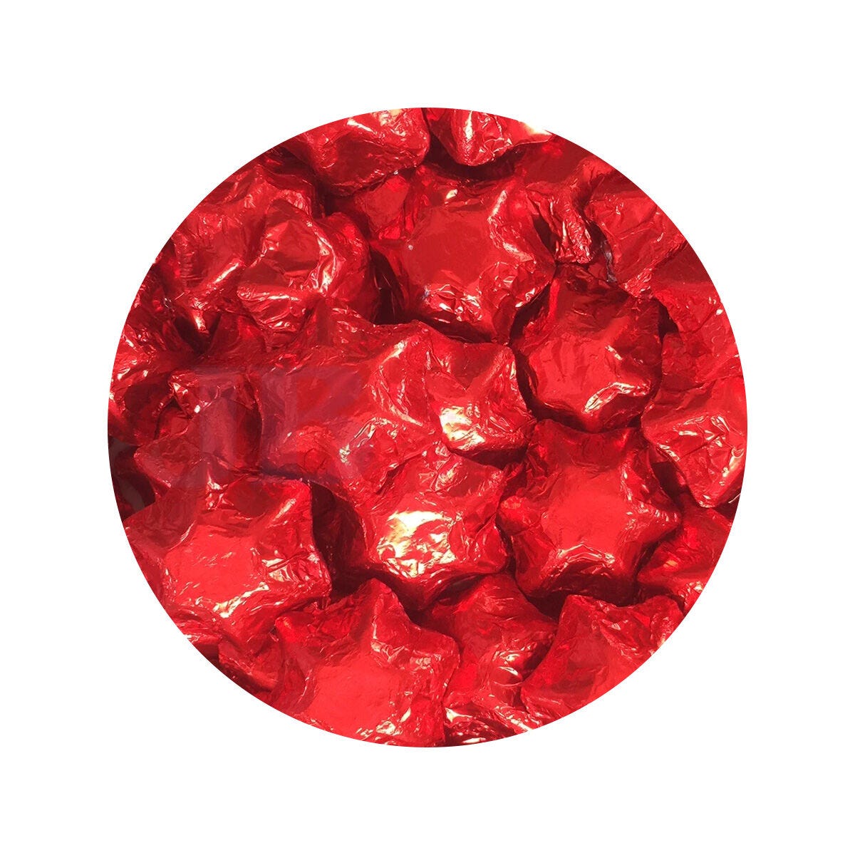 Choc Stars Red Foil 1kg (120 Pieces)