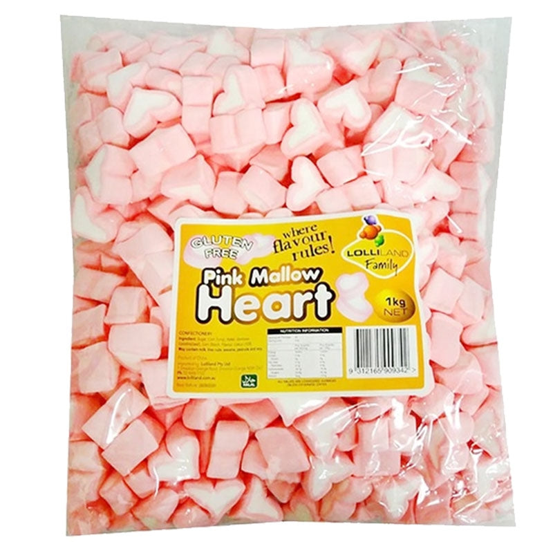 Lolliland Pink & White Mallow Heart 800g