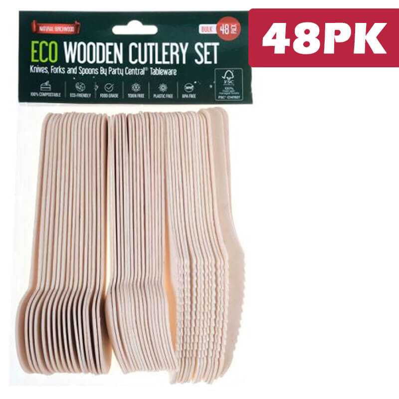 Wooden Cutlery Set (48 Pieces)