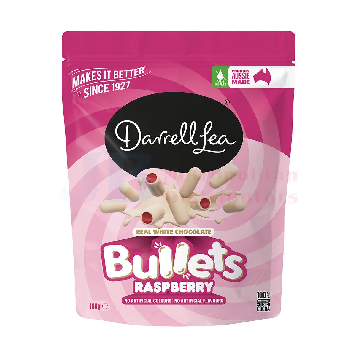 Darrell Lea White Chocolate Raspberry Bullets 180g