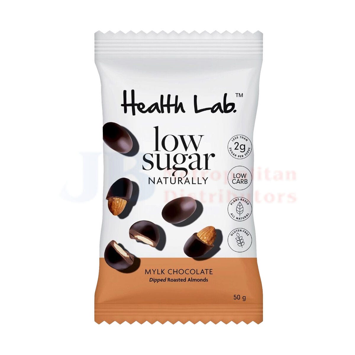 Health Lab Low Sugar Mylk Choc Dipped Roasted Almonds 50g