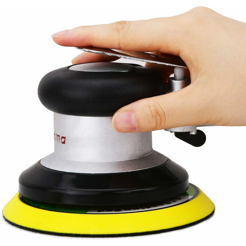 Professional Air Random Orbit Sander, High Performance Mini Dual Action Pneumatic Polisher With, 13500Rpm (Silver 125Mm)