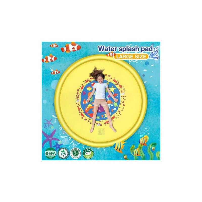 170Cm Kids Water Spray Mat, Durable Pvc Water Splash Spray Mat For Pool, Splash Sprinkle Play Pad Mat - Summer Kids