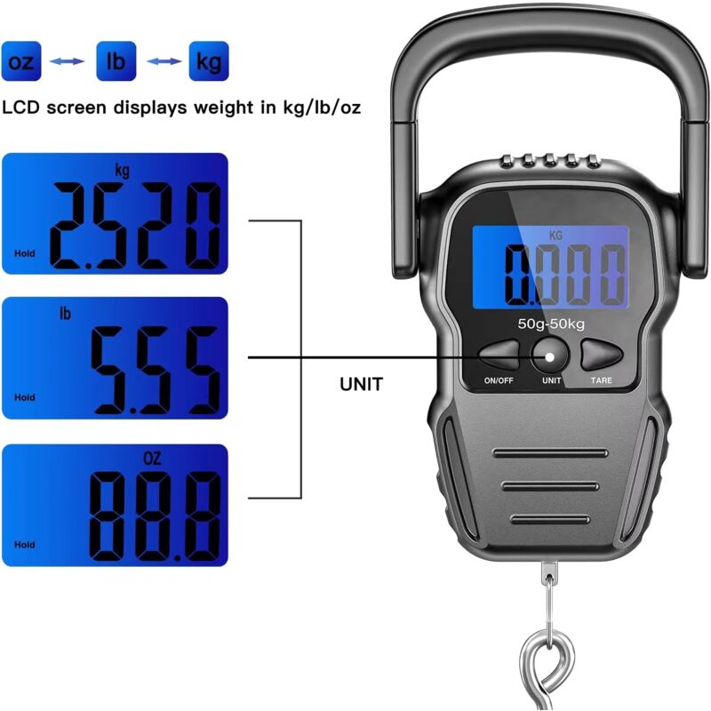 Electronic Luggage Scale/Portable Digital Scale/Suitcase Scale With Backlit Lcd For Travel, Fishing And Archery, Large