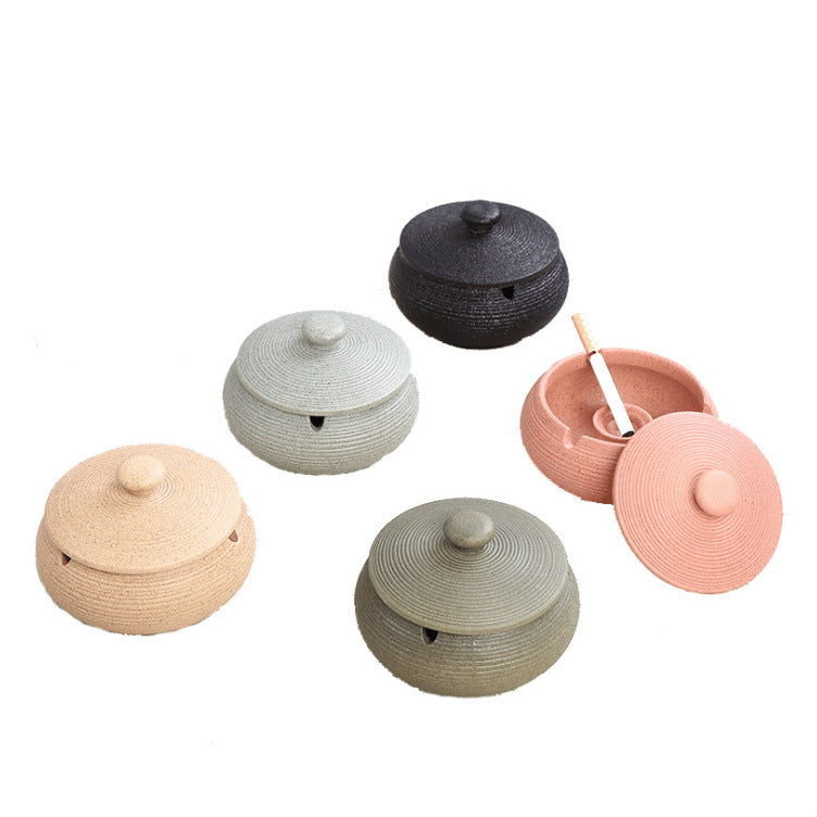 Ceramic Ashtray with Lid - Red - Wind Ashtray for Outdoor & Indoor Use - Glazed Earthenware