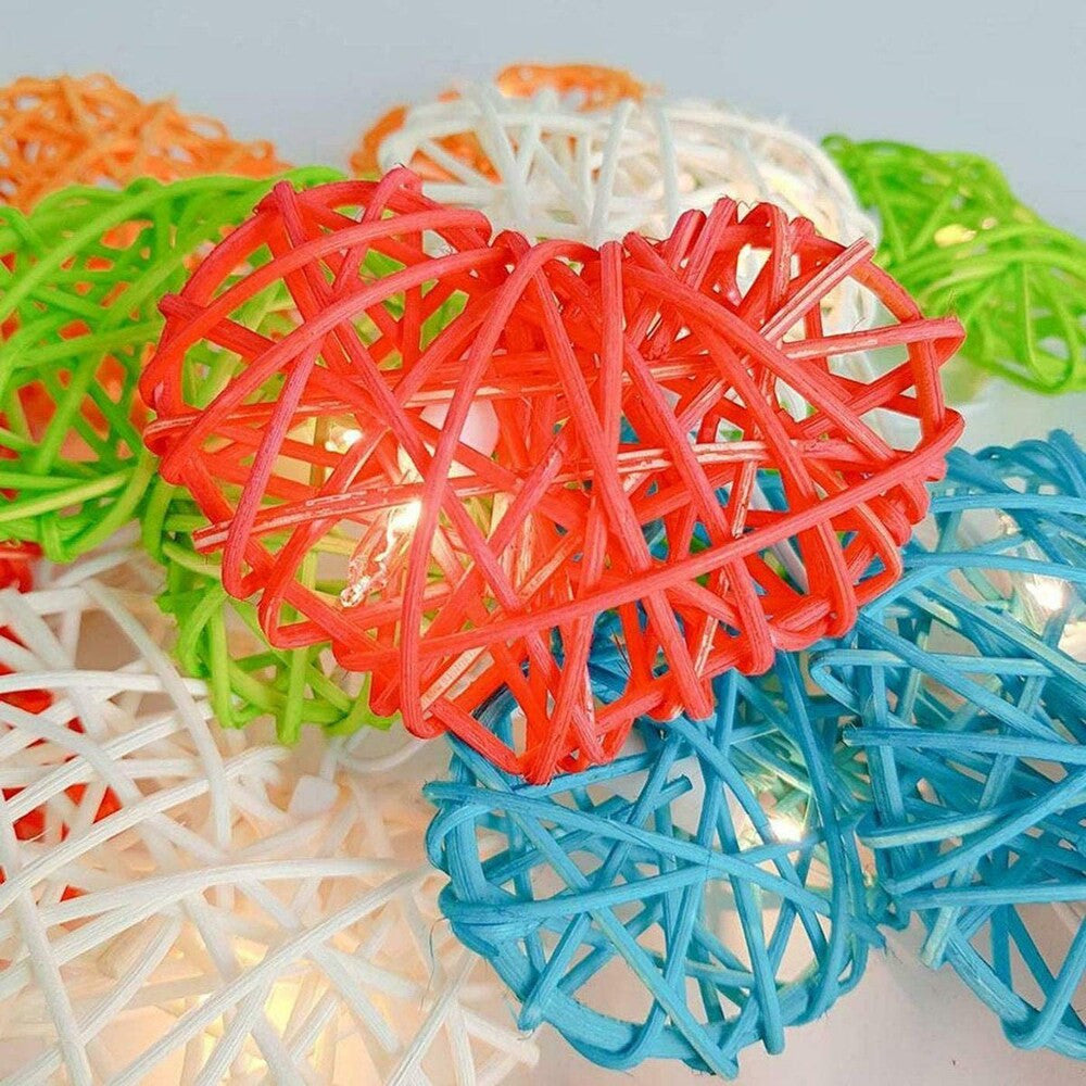 50 Turquoise Blue 3D Hollowed Rattan Heart-Shaped 5M LONG String Fairy Lights, Battery (AA) Indoor & Outdoor Decorations Birthday Kids Celebration PartyRoom Table Lighting