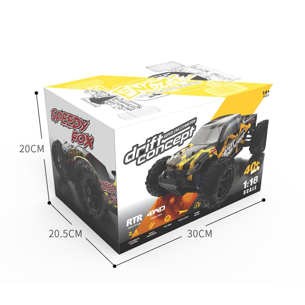 High Speed 4wd Rc Car - 1 18 Scale - Black / Yellow