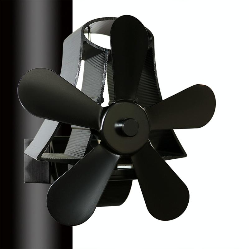 High Temp 5-blade Heat Powered Stove Fan for Fireplaces - Rose Red