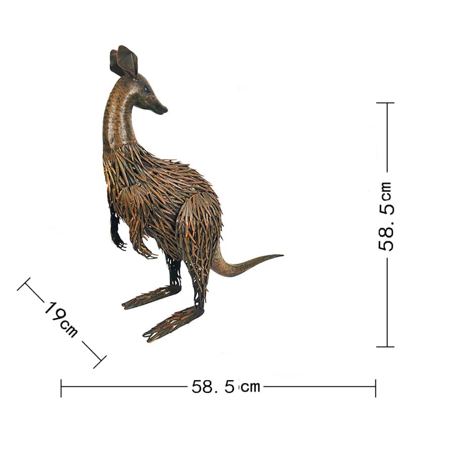 Large Rust Kangaroo Looking Back 58cm