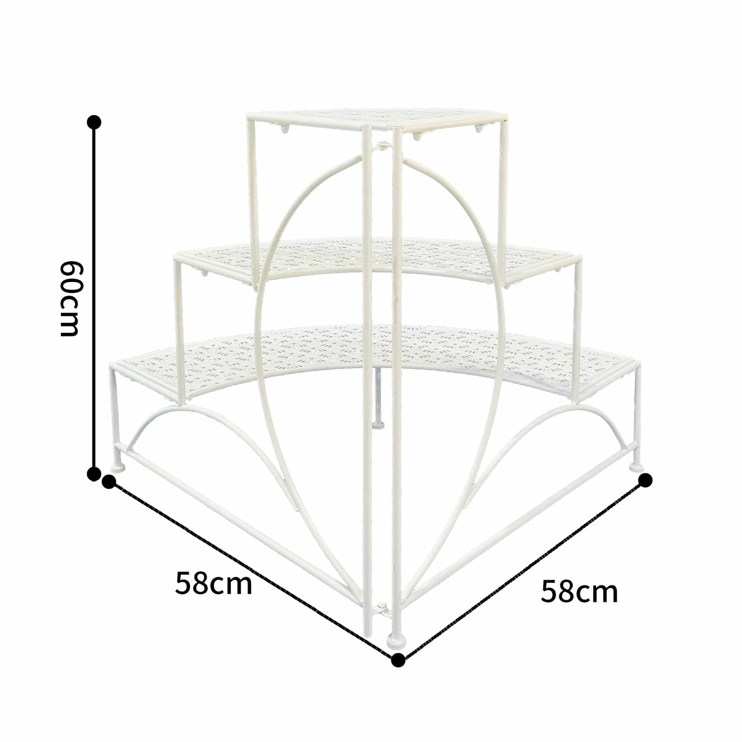 Riviera 3 Tier Round Fronted Corner Potplant Stand 60cm