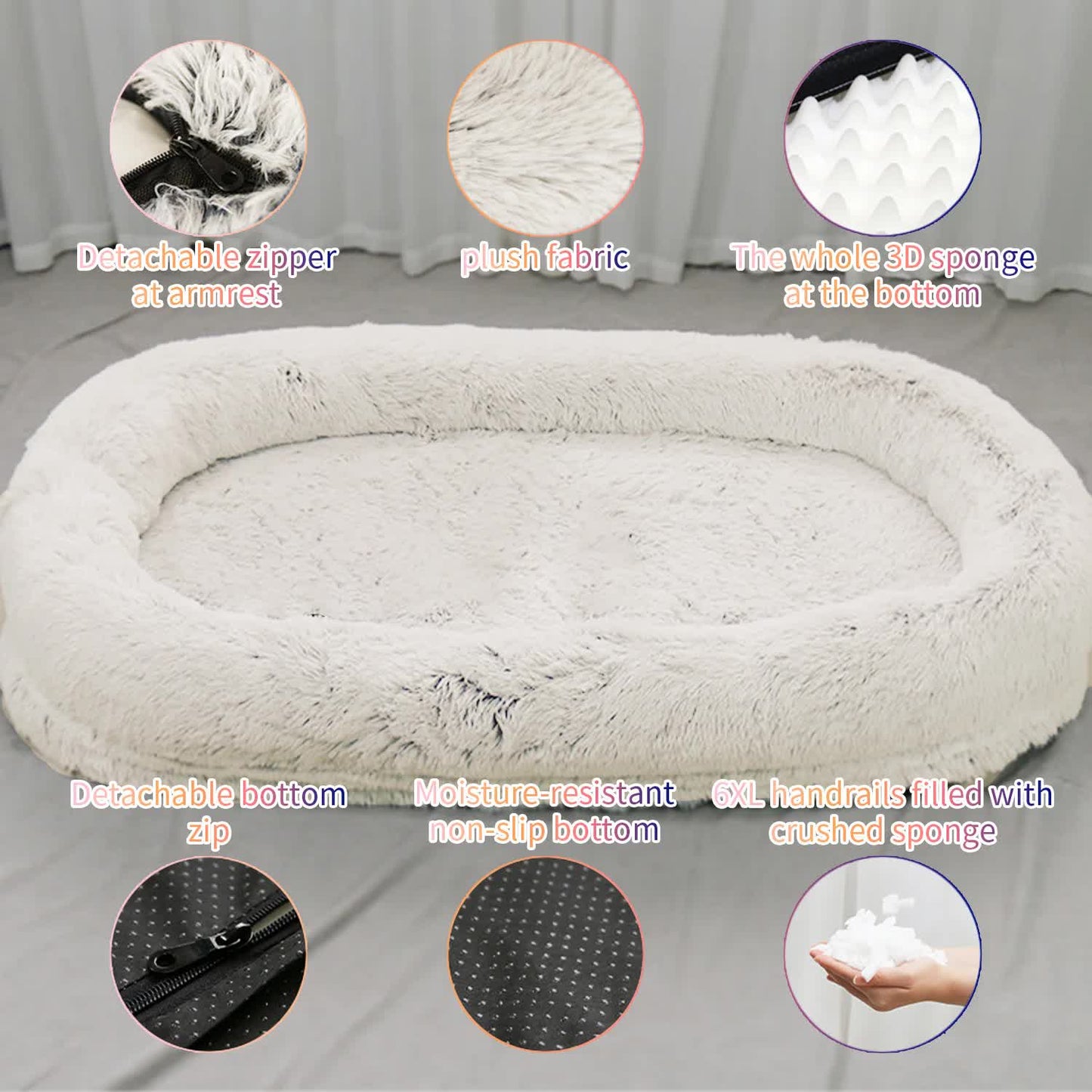 Fluffy Donut-Shaped Pet Bed- Soft, Cozy, and Anti-Anxiety for Dogs and Cats, Machine Washable Purple Size:S 60*50*18cm