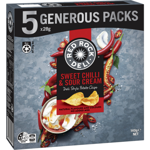 Red Rock Deli Sweet Chilli & Sour Cream 28g (5 Pack)