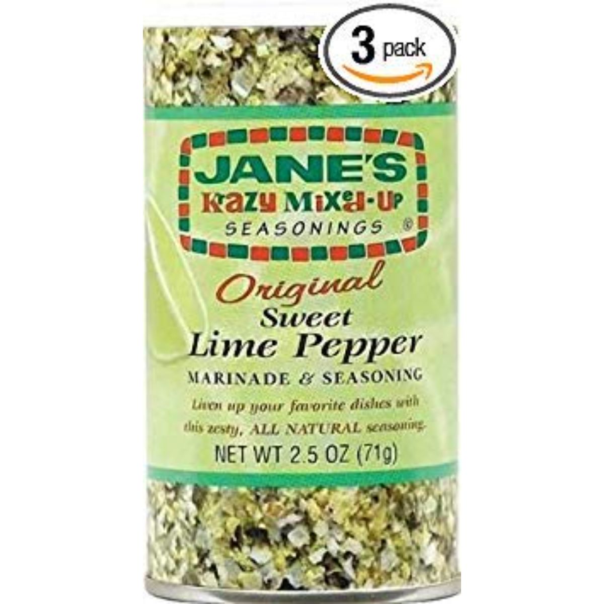 Jane'S Krazy Mixed-Up Original Sweet Lime Pepper Marinade & Seasoning 2.5Oz Canister (Pack Of 3)