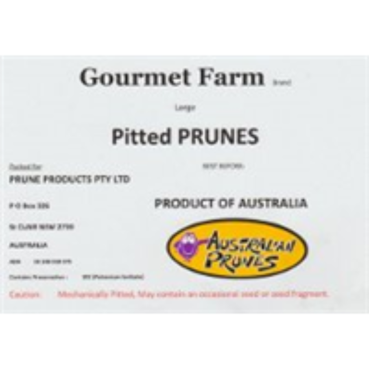 PRUNES PITTED 10KG GOUMET FARM