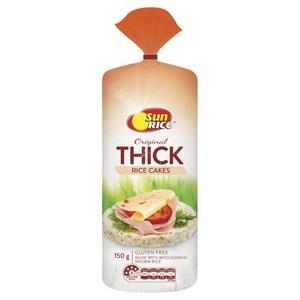 6 X Sunrice Rice Cakes Original Thick 150G