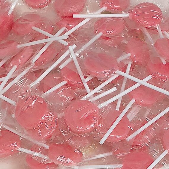 Lolliland Pink Flat Pops Bag 1kg (125 Pack)