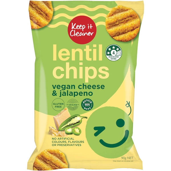 Keep It Cleaner Lentil Chips Vegan Cheese And Jalapeno 90g