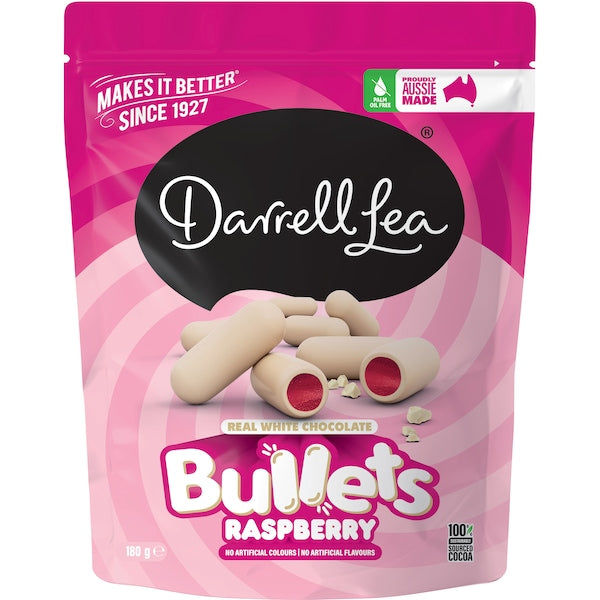 Darrell Lea White Chocolate Raspberry Bullets 180g