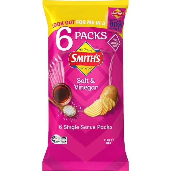 Smith's Crinkle Salt & Vinegar 114g (6 Pack)