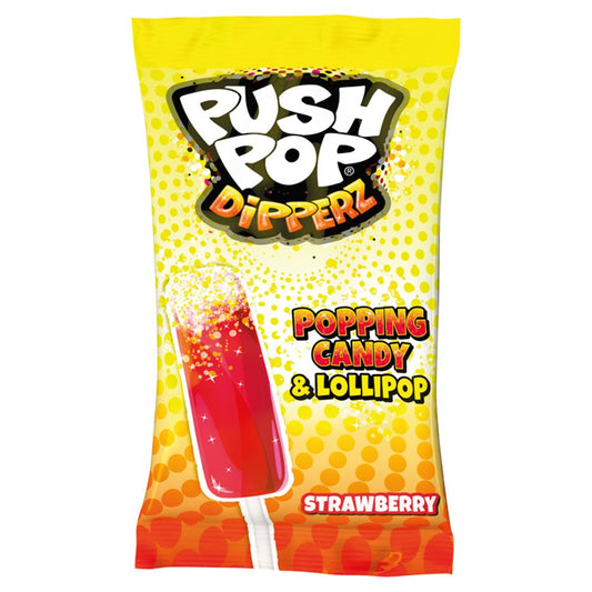 Bazooka Push Pop Dipperz Popping Candy Lollipop Strawberry 12g (48 Pack)