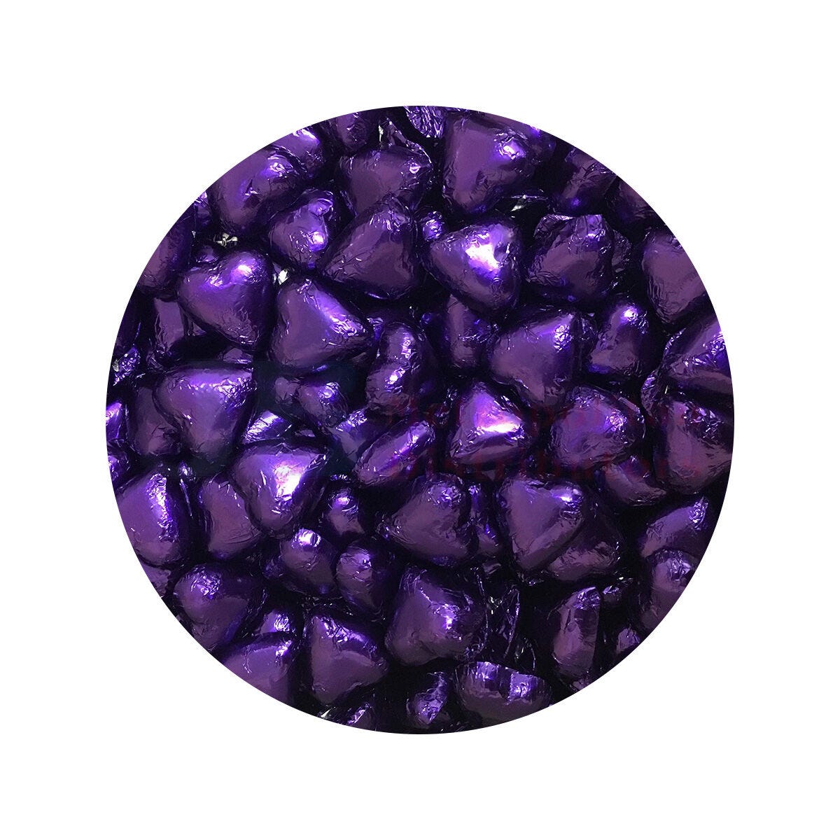 Choc Hearts Purple Foil 1kg (120 Pieces)