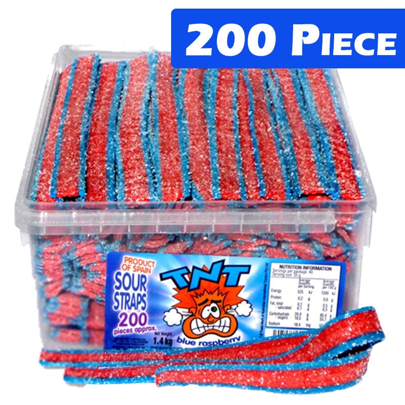 Tnt Sour Straps Blue Raspberry Tub (200 Pieces)