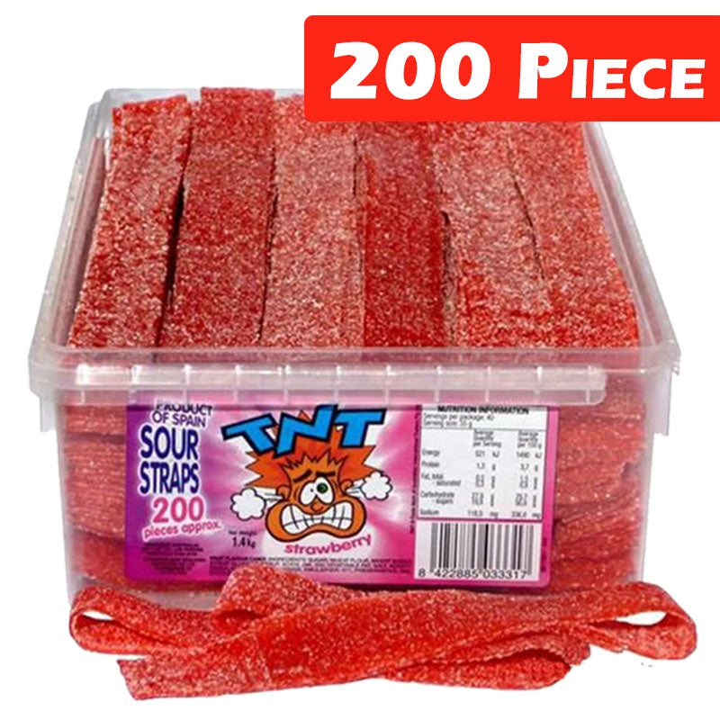 Tnt Sour Straps Strawberry Tub (200 Pieces)