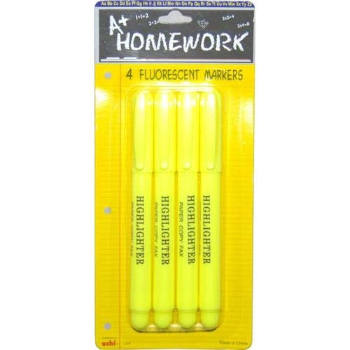 Homework Highlighter Yellow (4 Pack)