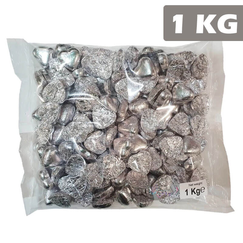Lolliland Silver Choc Hearts Bag 1kg