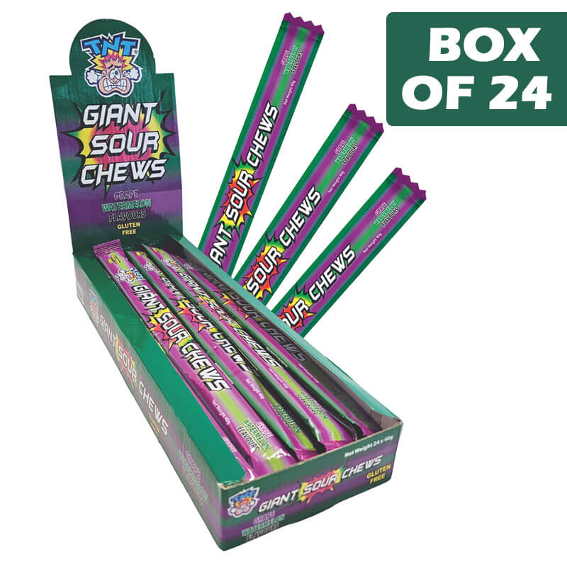 Tnt Giant Sour Chews Watermelon & Grape 40g (24 Pack)