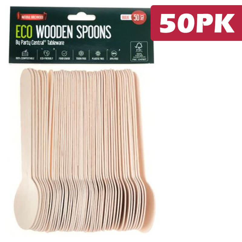 Wooden Table Spoons (50 Pieces)