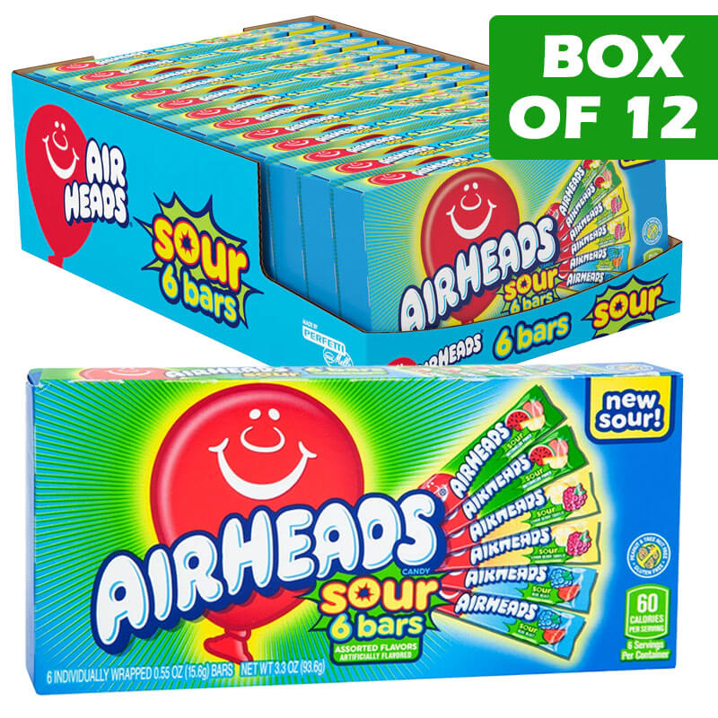 Airheads Sour 6 Bars Assorted Flavours Box 93g