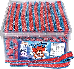 Tnt Sour Straps Blue Raspberry Tub (200 Pieces)