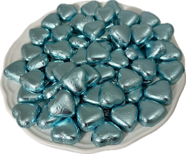Choc Hearts Baby Blue Foil 500g