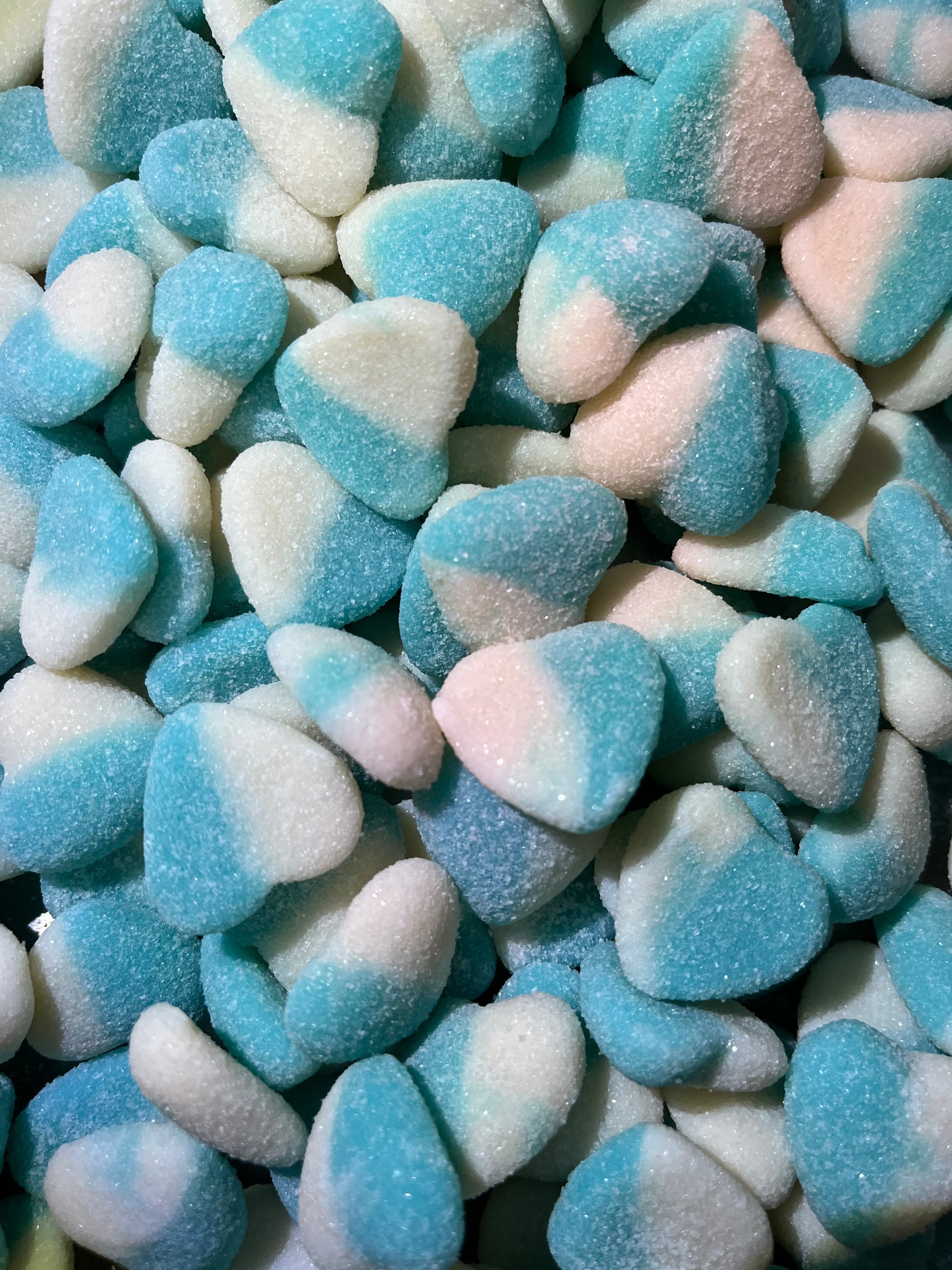 Sour Blue White Hearts 1kg (200 Piece)