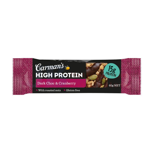 Carman's High Protein Bar Dark Choc & Cranberry 60g