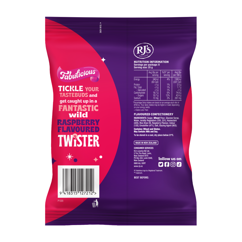 Fabulicious Raspberry Twister 200g