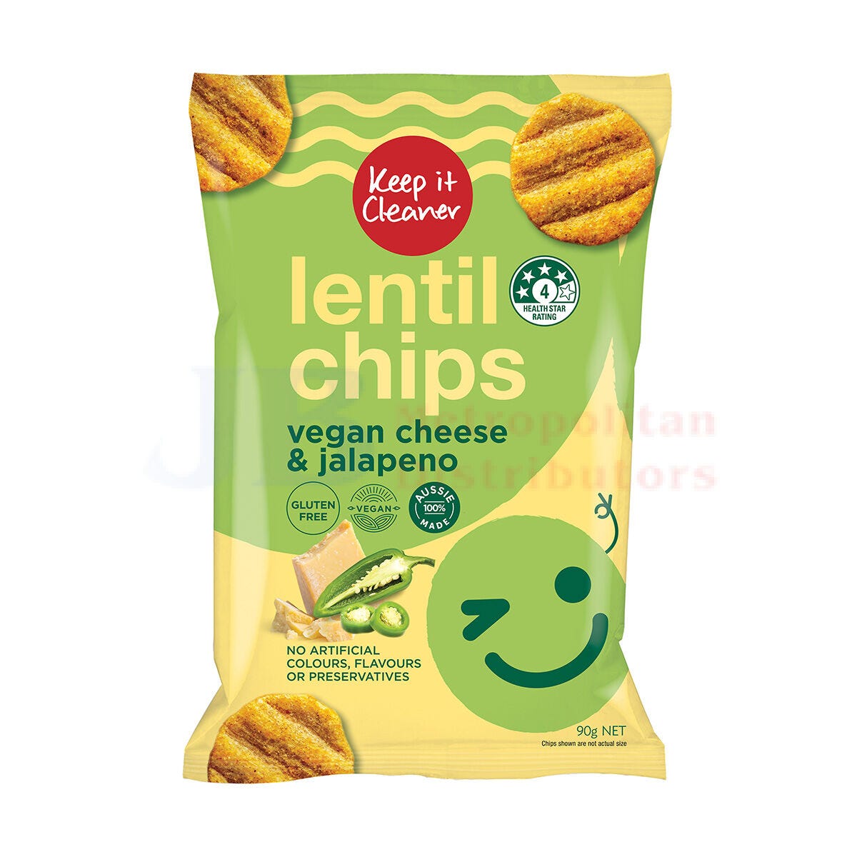 Keep It Cleaner Lentil Chips Vegan Cheese And Jalapeno 90g