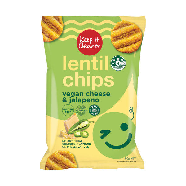 Keep It Cleaner Lentil Chips Vegan Cheese And Jalapeno 90g