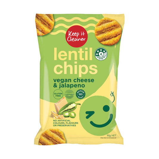Keep It Cleaner Lentil Chips Vegan Cheese And Jalapeno 90g