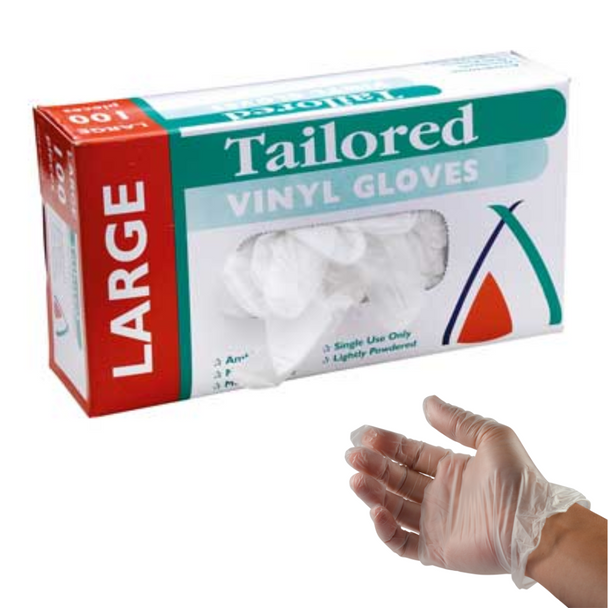 Sas Vinyl Gloves Large 100 Pack