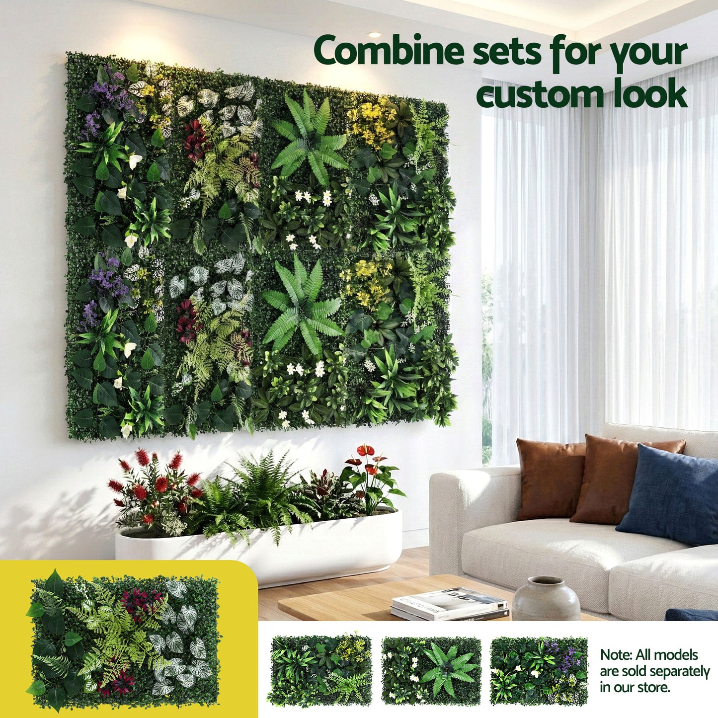 Gardeon 4PCS Artificial Plant Wall Panels 40X60CM Boxwood Panel Flower Backdrop Backyard Green Decor