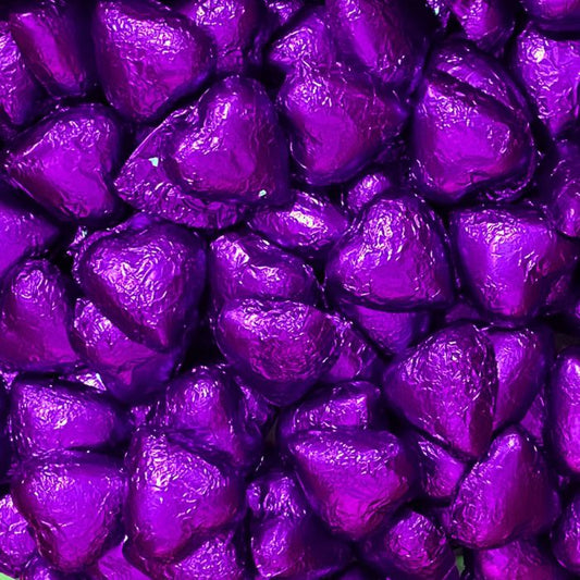 Choc Hearts Purple Foil 1kg (120 Pieces)