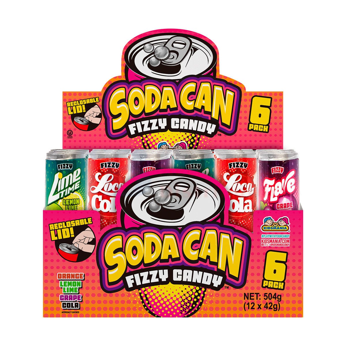 Soda Can Frizzy Candy 42g (6 Pack)
